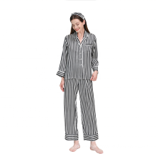 19MM Mulberry Silk Women's Classic Striped Pajama Set Sleepwear Loungewear